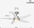  Ventilateur Plafonnier KLARSTEIN Bolero 2en1 132cm 55 W LED App Blanc