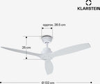  Ventilateur Plafonnier KLARSTEIN Santa Elena Plafond 132cm 40W Bois Blanc