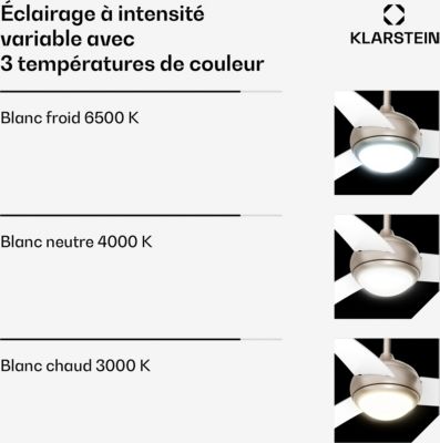  Ventilateur KLARSTEIN El Paso 132cm 35W Silencieux Bois