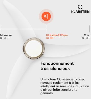 Ventilateur KLARSTEIN El Paso 132cm 35W Silencieux Bois