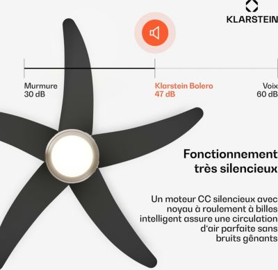 Ventilateur KLARSTEIN Bolero 132cm 35W Silencieux Bois