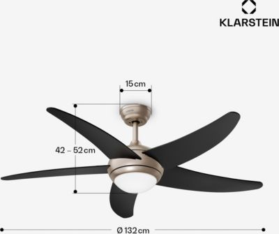  Ventilateur KLARSTEIN Bolero 132cm 35W Silencieux Bois