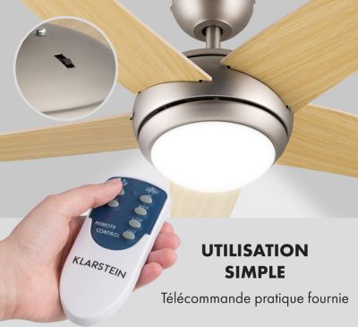  Ventilateur KLARSTEIN Bolero - 2 En 1 - 55W - Erable