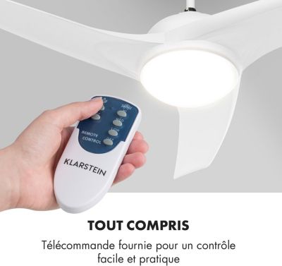  Ventilateur KLARSTEIN Figo - 2 En 1 - 55W - Blanc