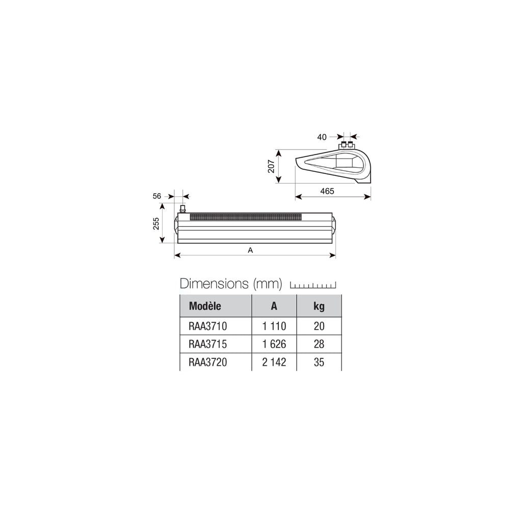  Rideau D'air Électrique En Saillie 150 Cm Moteur Ec Blanc Wing - Axelair - Raas3715e