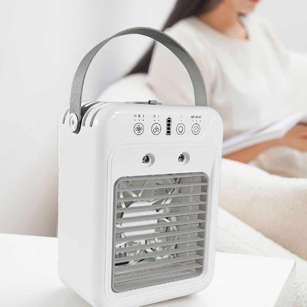  Ventilateur De Climatiseur USB Portable Avec Batterie De 6000 MAh, Ventilateur De Bureau De 500 Ml, Refroidisseur évaporatif Silencieux à 3 Vitesses Avec Minuterie Pour Voiture, Bureau, Dortoir