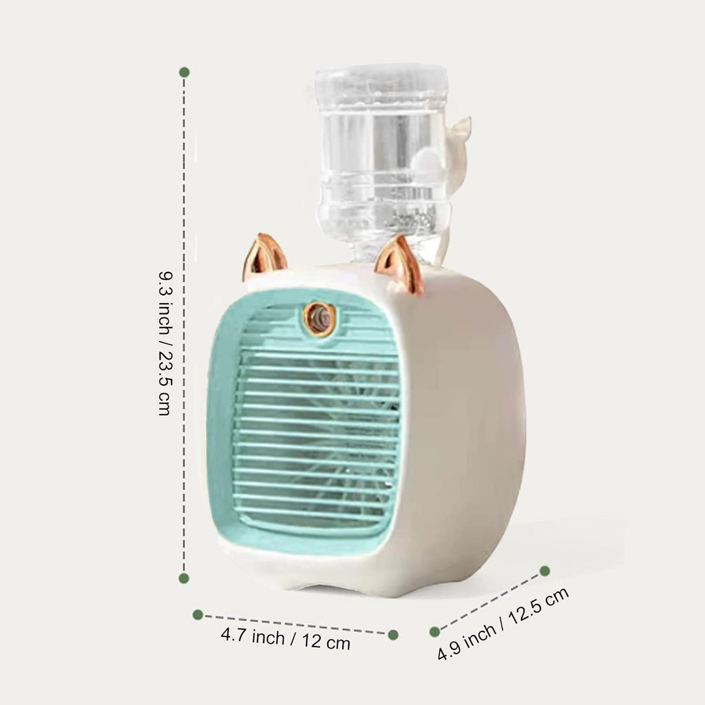  Climatiseur Portable, Mini Ventilateur De Climatiseur Mignon Avec Réservoir D'eau De 270 Ml, Ventilateur De Refroidissement à L'air De 2 Ans Et Humidificateur, Ventilateur De Refroidissement Personne
