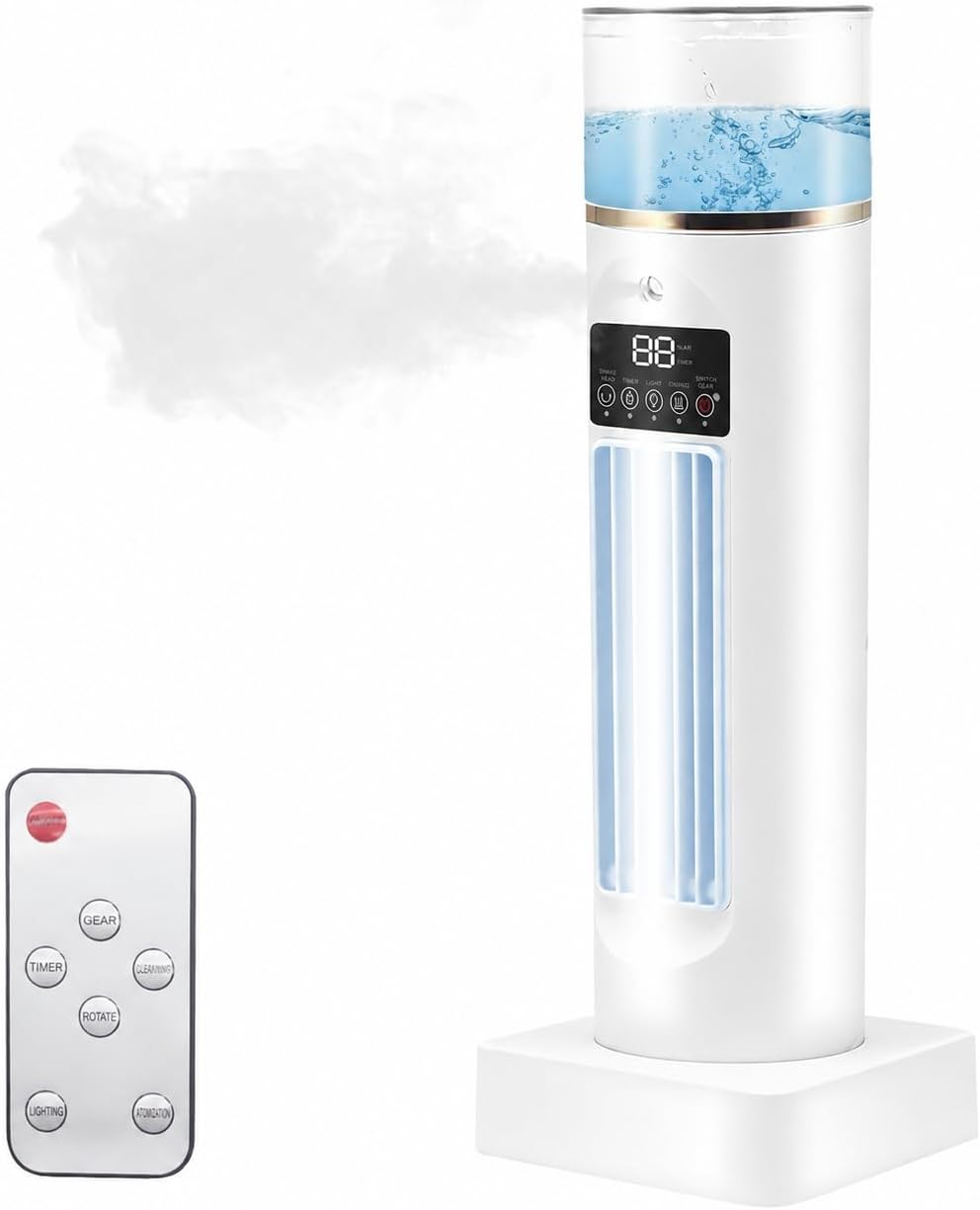  Mini Climatiseur Mobile, Refroidisseur D'air à 6 Niveaux Avec Réservoir D'eau De 100 Ml, Refroidissement Rapide 3S, Télécommande Sans Contact, Minuterie 6H, Humidificateur Pour Chambre à Coucher