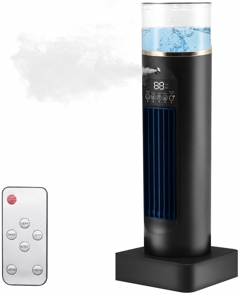  Mini Climatiseur Mobile, Refroidisseur D'air à 6 Niveaux Avec Réservoir D'eau De 100 Ml, Refroidissement Rapide 3S, Télécommande Sans Contact, Minuterie 6H, Humidificateur Pour Chambre à Coucher