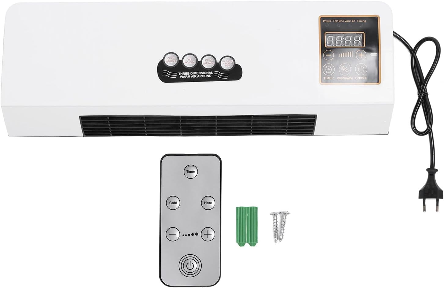 GENERIC Climatiseur Mural, Machine De Chauffage Murale Réglable, Mini Mobile à Faible Bruit Pour L'intérieur Et L'extérieur (Prise UE 110‑240 V 220V)