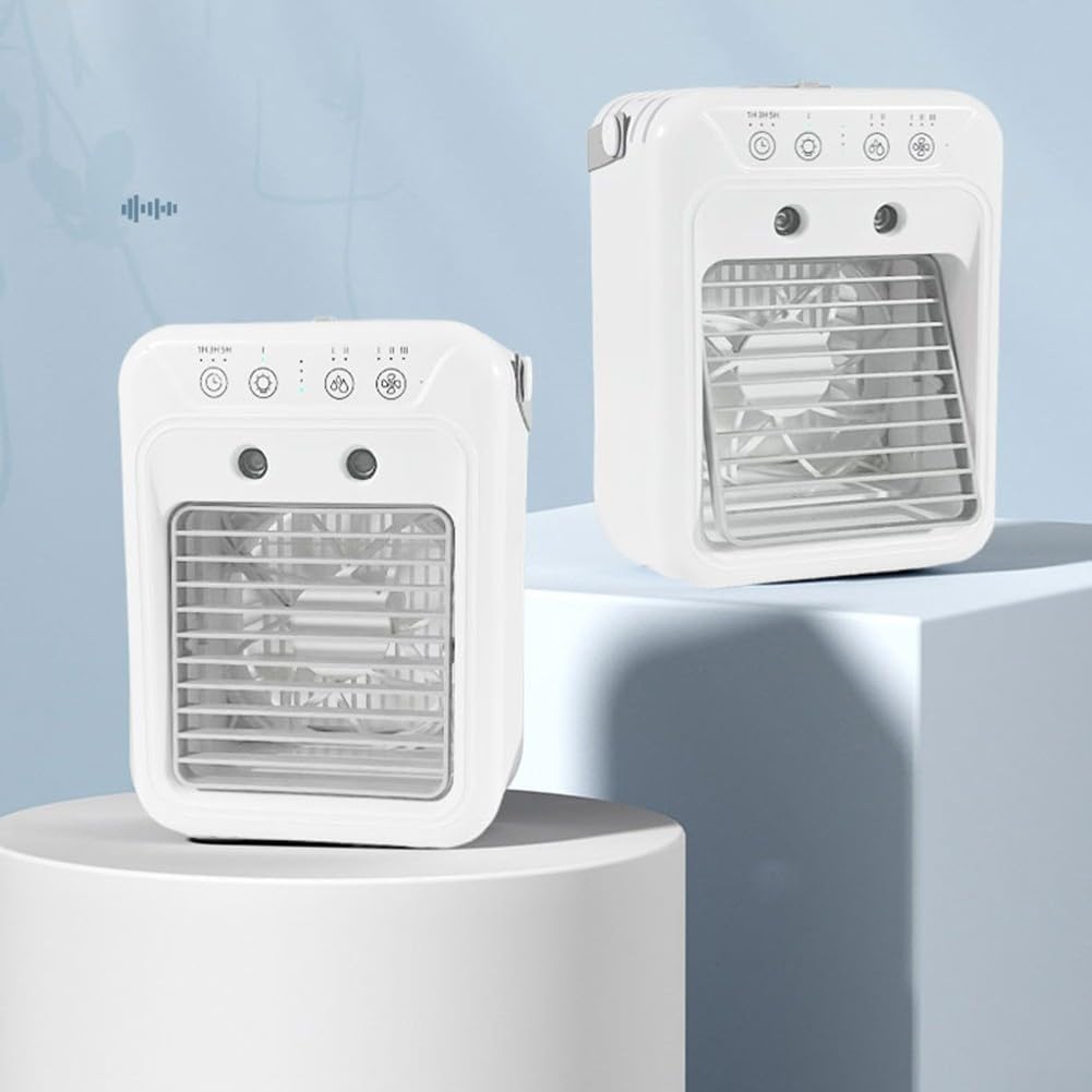  Ventilateur De Climatiseur USB Portable Avec Batterie De 6000 MAh, Ventilateur De Bureau De 500 Ml, Refroidisseur évaporatif Silencieux à 3 Vitesses Avec Minuterie Pour Voiture, Bureau, Dortoir