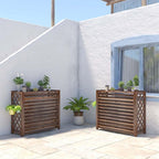  Clôture De Climatiseur, Housse De Climatisation Pour Unité Extérieure, Support De Plantes Marron, Support De Fleurs En Bois Pour Climatiseur, Volets, écran De Confidenti