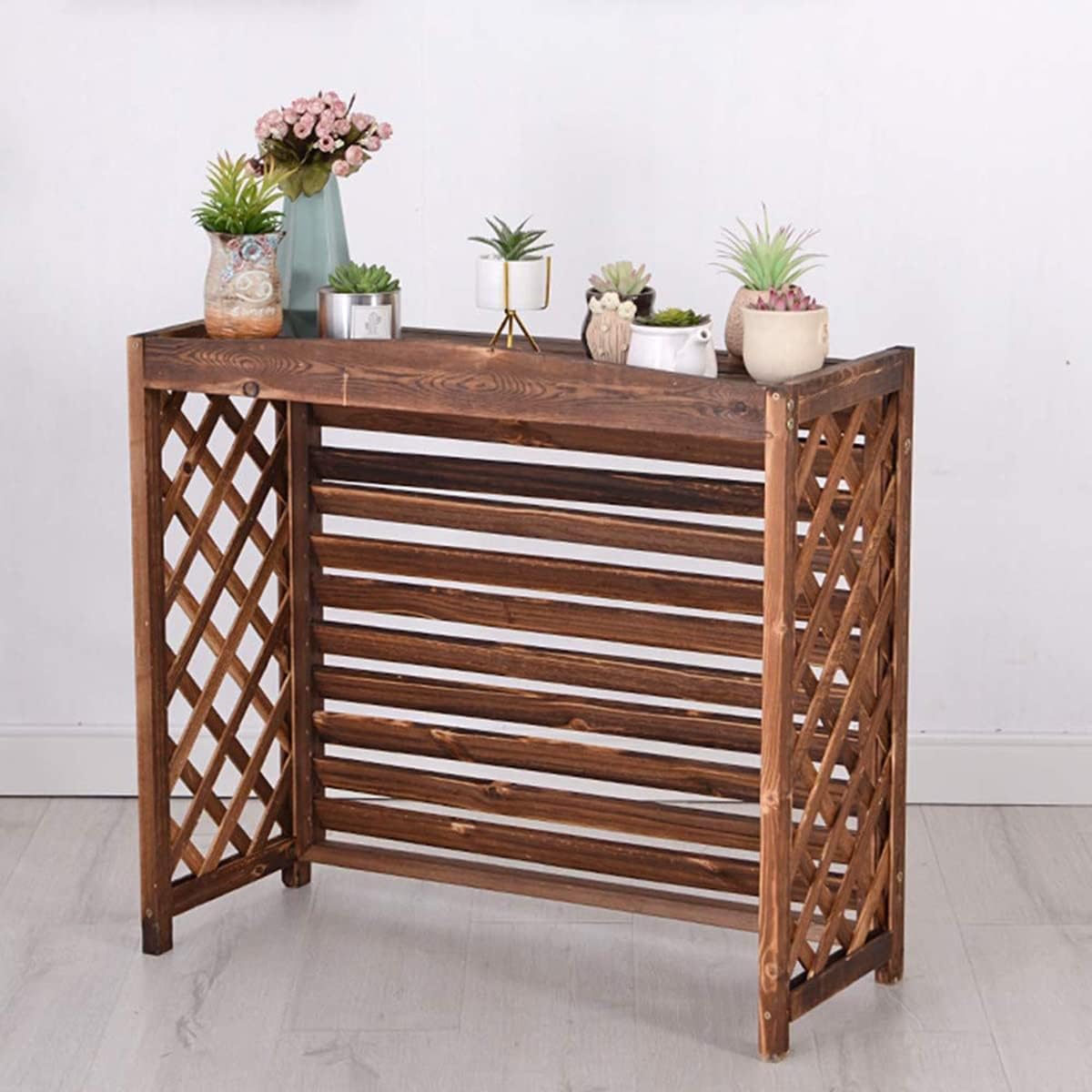 Housse De Protection Pour Climatiseur Extérieur, En Bois Pour Jardin, étagère De Rangement Pour Pompe à Chaleur, Protection D'unité De Climatisation En Bois Massif, Bouclier Décoratif De Terrasse