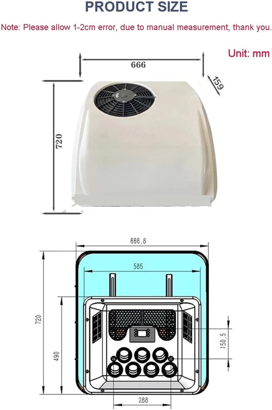  Climatiseur De Toit Électrique Pour Camping-Car, Chauffage Et Climatisation Intégrés, 12 V/24 V, Pour Stationnement Sur Le Toit, Pour Camion, Camping-Car, Caravane, Camping-Car