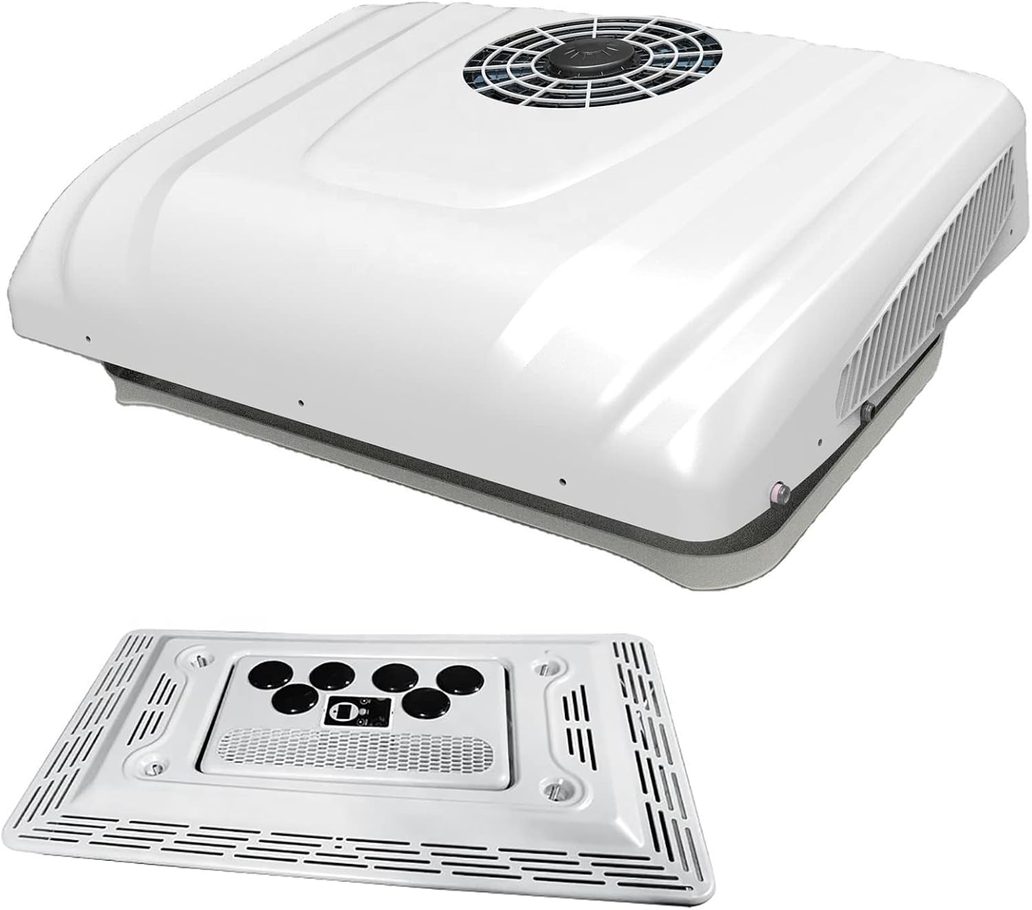  Climatiseur De Toit 12 V CC Pour Camping-Car, Adapté Aux Camions, Camping-Cars, Bus, Excavatrices, Camping-Cars, Véhicules Agricoles, Etc. Fonction Froid/Chaud 12 V.