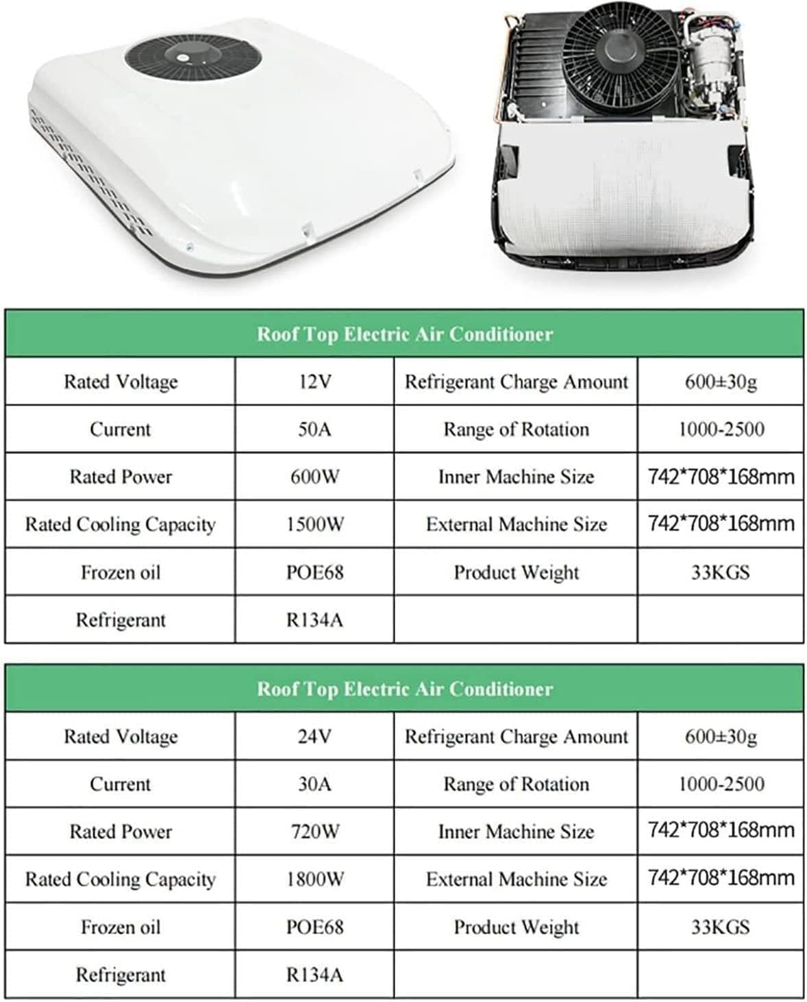 GENERIC Climatiseur DC Pour Camping-car, Camion, Camping-car, Unité De Toit électrique Légère Et Portable 12 V/24 V Pour Un Refroidissement Efficace