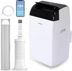  SereneLife Climatiseur Portable 9000 BTU WiFi, 3 En 1 : Refroidissement, Ventilateur, Déshumidificateur, Minuterie 24h, Couverture De 41,8 M², Kit De Fenêtre Et Télécommande