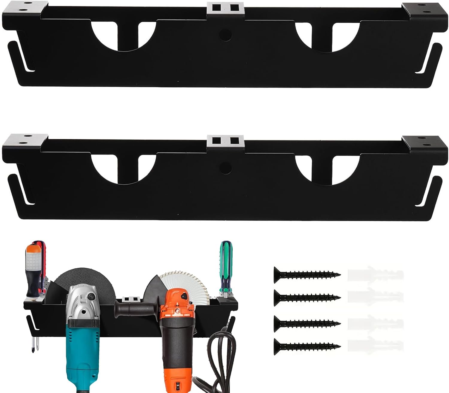 GENERIC Support De Meuleuse D'angle, Support Mural Pour Meuleuse D'angle, Organisateur D'outils électriques De Rénovation Domestique, Organiseur à 2 Fentes Pour Tournevis, Polisseuse, Machine De Découpe