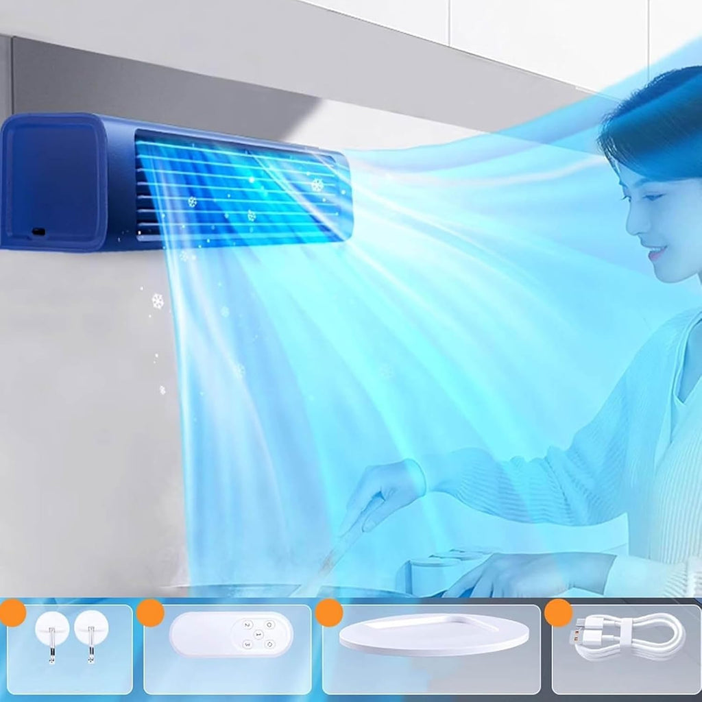 GENERIC Climatiseur Portable Avec 3 Vitesses, Télécommande Sans Fil, Diffuseur D'air à Longue Portée Pour Rafraîchir Une Pièce, Une Chambre, Un Bureau, à Poser Sur Un Bureau Ou à Fixer Au Mur