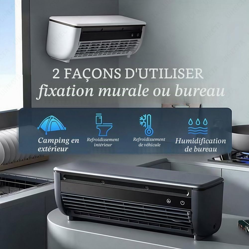 GENERIC Ventilateur Climatiseur Portable Avec Charge Sans Fil, Refroidissement Instantané, Aucune Installation Requise Pour Usage Domestique Et Extérieur
