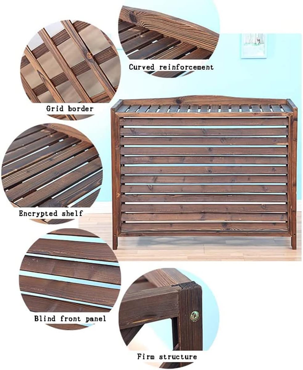  Housse De Protection Pour Climatiseur Extérieur, En Bois Pour Jardin, étagère De Rangement Pour Pompe à Chaleur, Protection D'unité De Climatisation En Bois Massif, Bouclier Décoratif De Terrasse