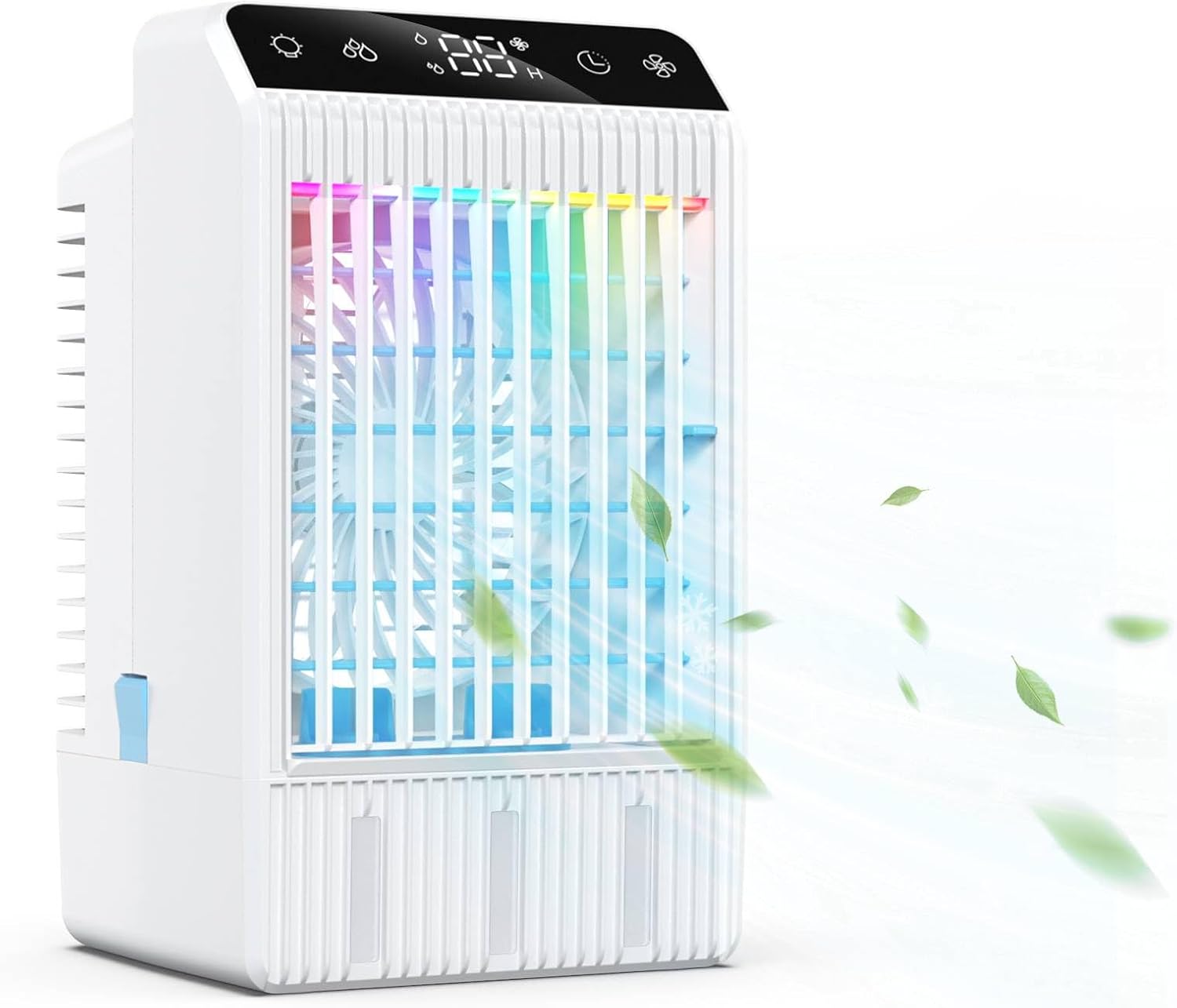  Climatiseur Mobile, 1000ML Climatiseur Portable, Refroidisseur D'air Portable, USB Rafraichisseur D'air, 2-12H Minuterie, 3 Vitesses, LED 7 Colorées, Maison, Bureau