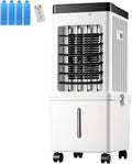 GENERIC Climatiseur Portable Sans Fenêtre, Ventilateur Rafraîchisseur D’Air De 15 L Avec 3 Réglages De Vitesse Et Minuterie De 7,5 Heures, Oscillation à 90° Et Humidificateur, Refroidisseur Évaporatif