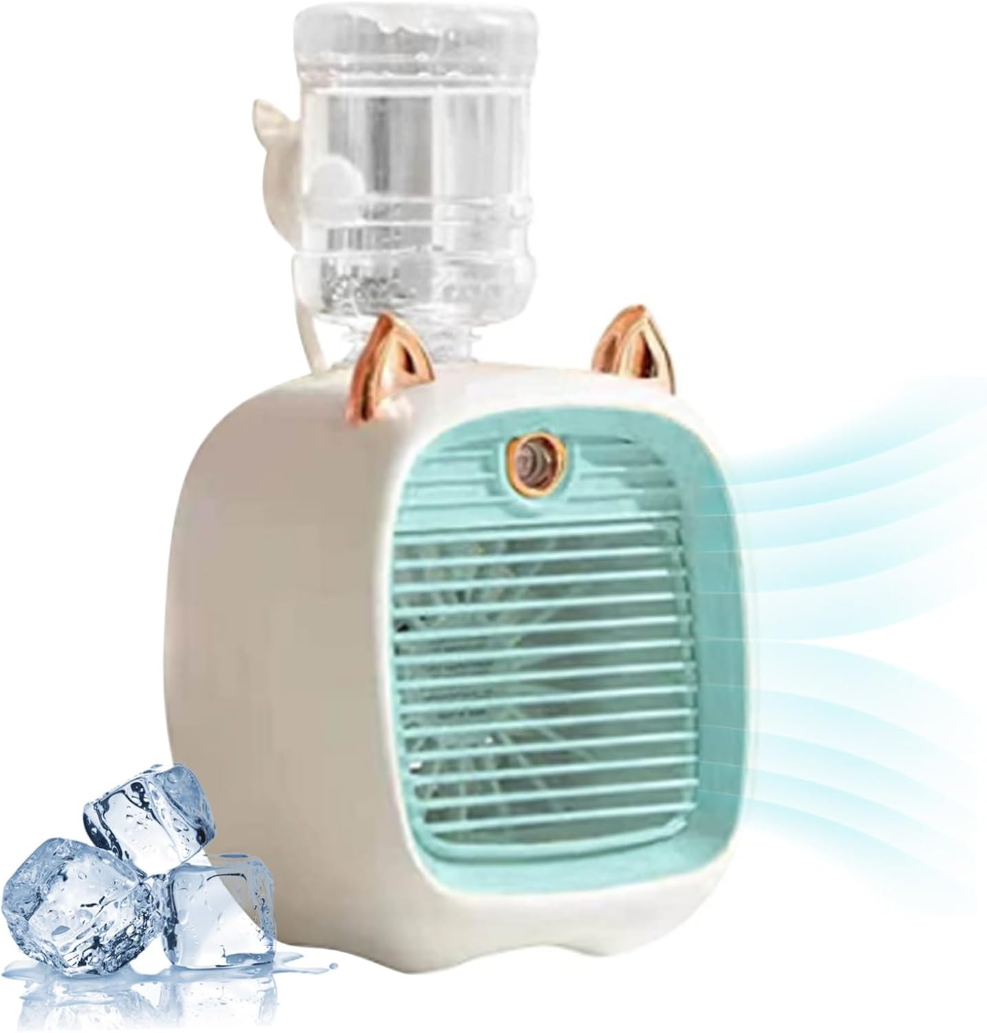 Climatiseur Portable, Mini Ventilateur De Climatiseur Mignon Avec Réservoir D'eau De 270 Ml, Ventilateur De Refroidissement à L'air De 2 Ans Et Humidificateur, Ventilateur De Refroidissement Personne