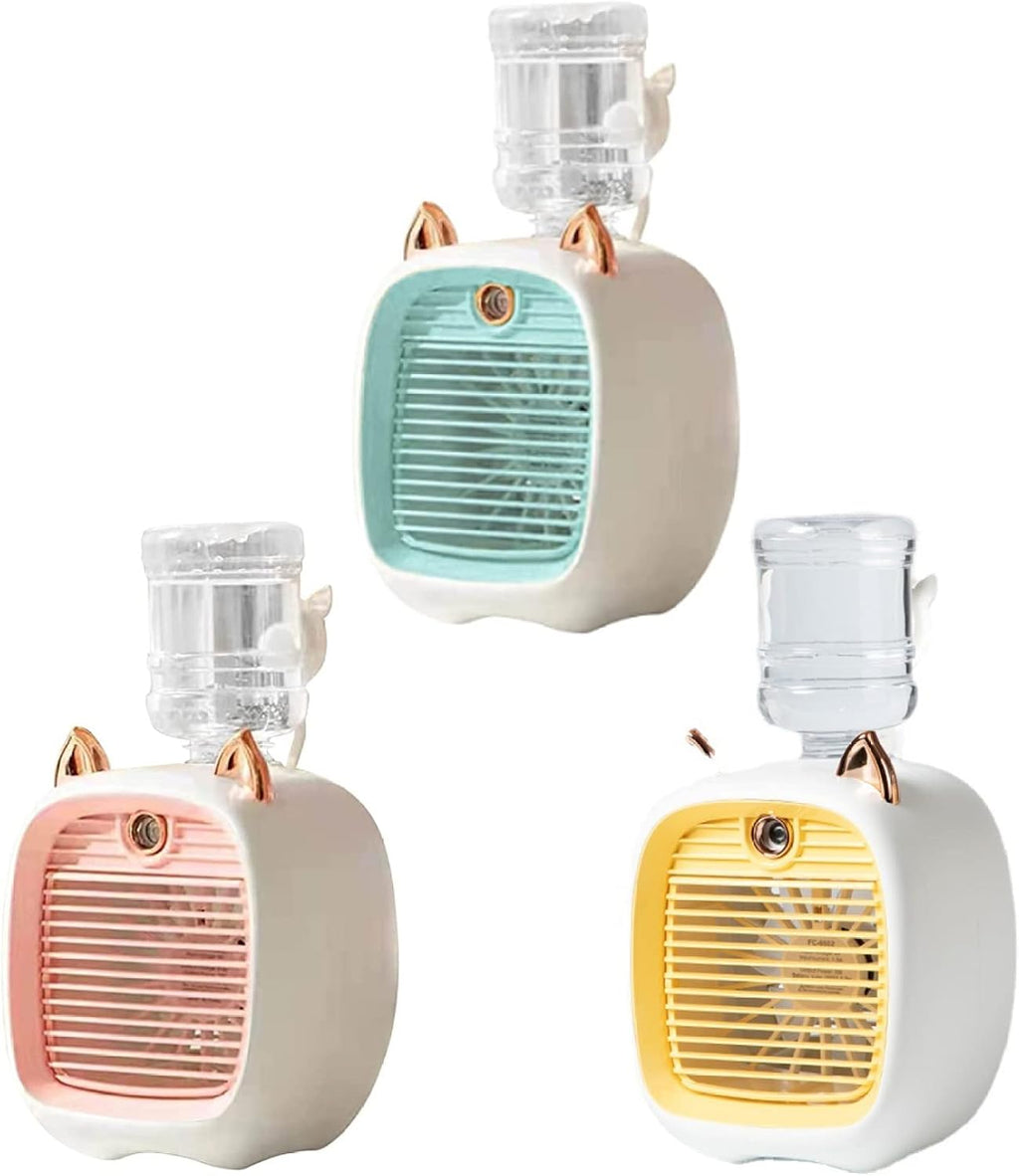  Climatiseur Portable, Mini Ventilateur De Climatiseur Mignon Avec Réservoir D'eau De 270 Ml, Ventilateur De Refroidissement à L'air De 2 Ans Et Humidificateur, Ventilateur De Refroidissement Personne