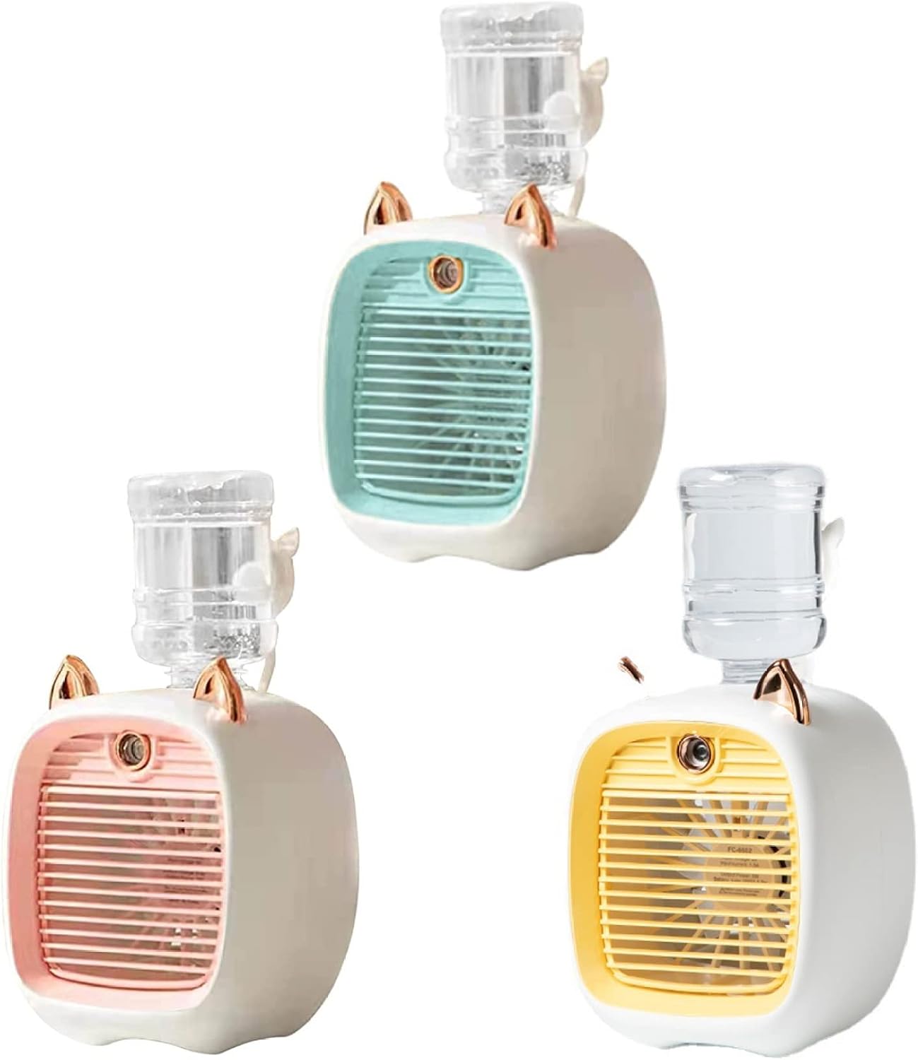  Climatiseur Portable, Mini Ventilateur De Climatiseur Mignon Avec Réservoir D'eau De 270 Ml, Ventilateur De Refroidissement à L'air De 2 Ans Et Humidificateur, Ventilateur De Refroidissement Personne