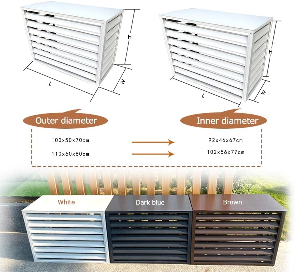 GENERIC Housse De Climatiseur D'extérieur En Aluminium Résistant Aux Intempéries - Protection De L'intimité - Blanc élégant - Taille : 27,9 Cm - Parfait Pour La Protection Et Le Style De La Maison.