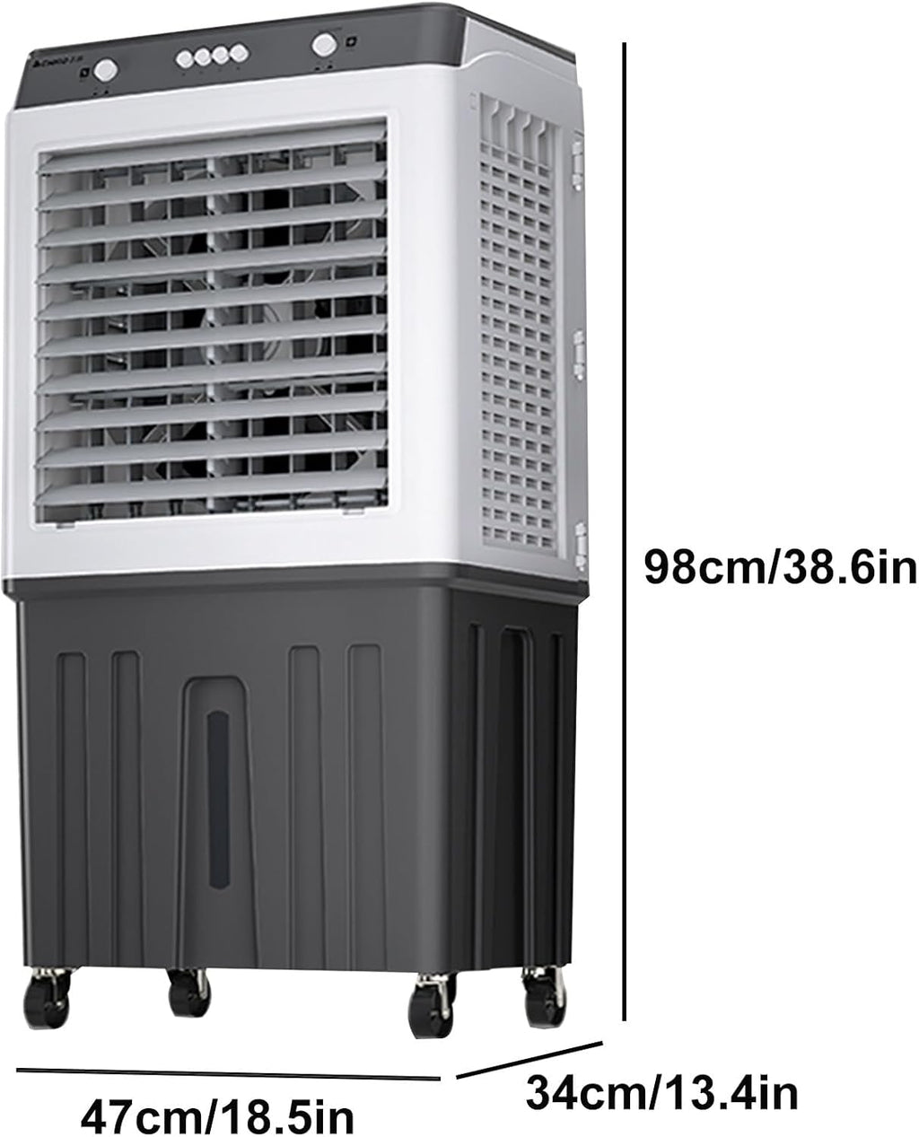 GENERIC Ventilateur De Refroidissement Par évaporation, Climatiseur Mobile 200 W à 3 Vitesses, Réservoir D'eau De 55 L Et 4 Compartiments à Glace, Idéal Pour La Maison, Le Bureau