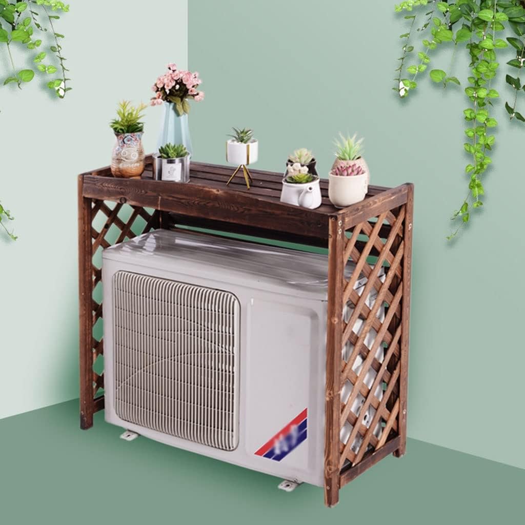 GENERIC Housse Imperméable En Bois Massif Pour Climatiseur – Clôture Extérieure AC Unit Protector Support De Fleurs En Bois Et Grille De Persienne (taille : M 100 X 43 X 94 Cm)