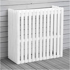  Housse Climatiseur Extérieur Couverture,Climatiseur Clôture écran Extérieur En Bois Climatiseur Support, Bois Massif Climatiseur Support De Fleur Blanc, Grille Anti-corrosion En Bois Climatiseur
