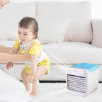  Ventilateur De Climatiseur Portable, Mini Climatiseur 3 Vitesses, Refroidisseur D'air Personnel Avec Humidificateur Pour Chambre, Bureau, Bureau, Camping (Bleu)