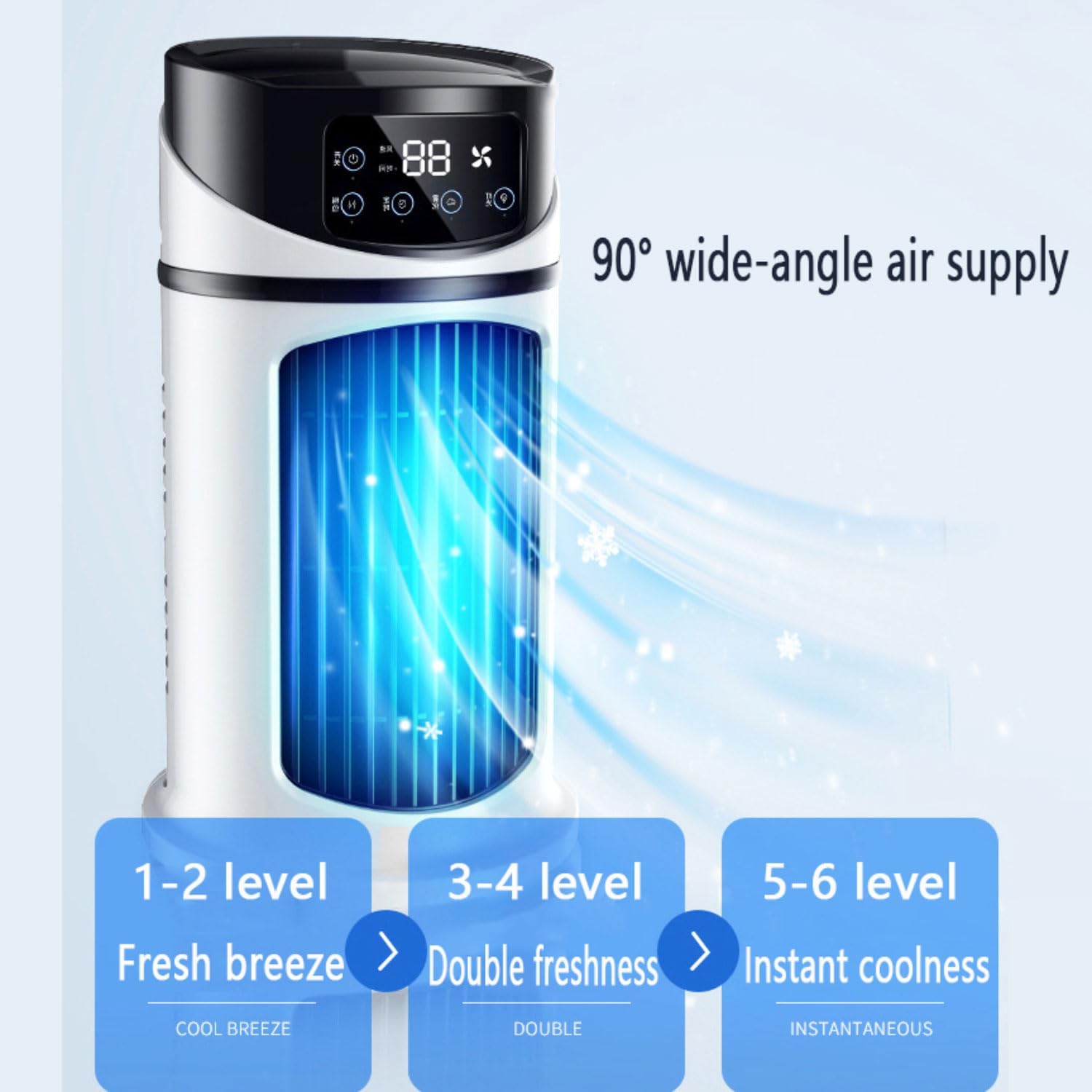  Climatiseur Portable, Mini Rafraîchisseur D'air Par évaporation, Humidificateur, Unité De Climatisation Silencieuse Avec Ventilateur, Affichage Numérique Et Minuterie De