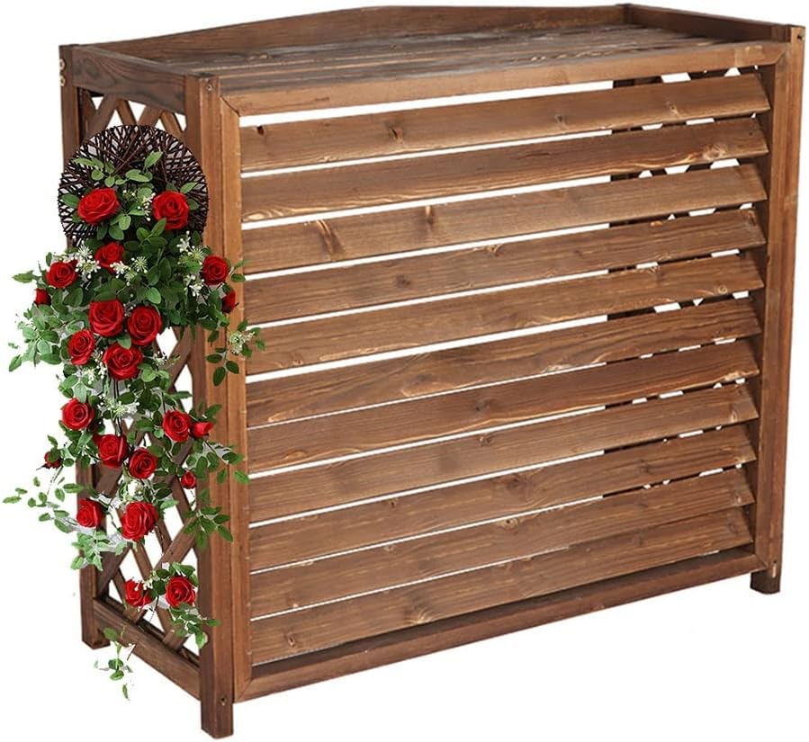 GENERIC Housse Imperméable En Bois Massif Pour Climatiseur – Clôture Extérieure AC Unit Protector Support De Fleurs En Bois Et Grille De Persienne (taille : M 100 X 43 X 94 Cm)