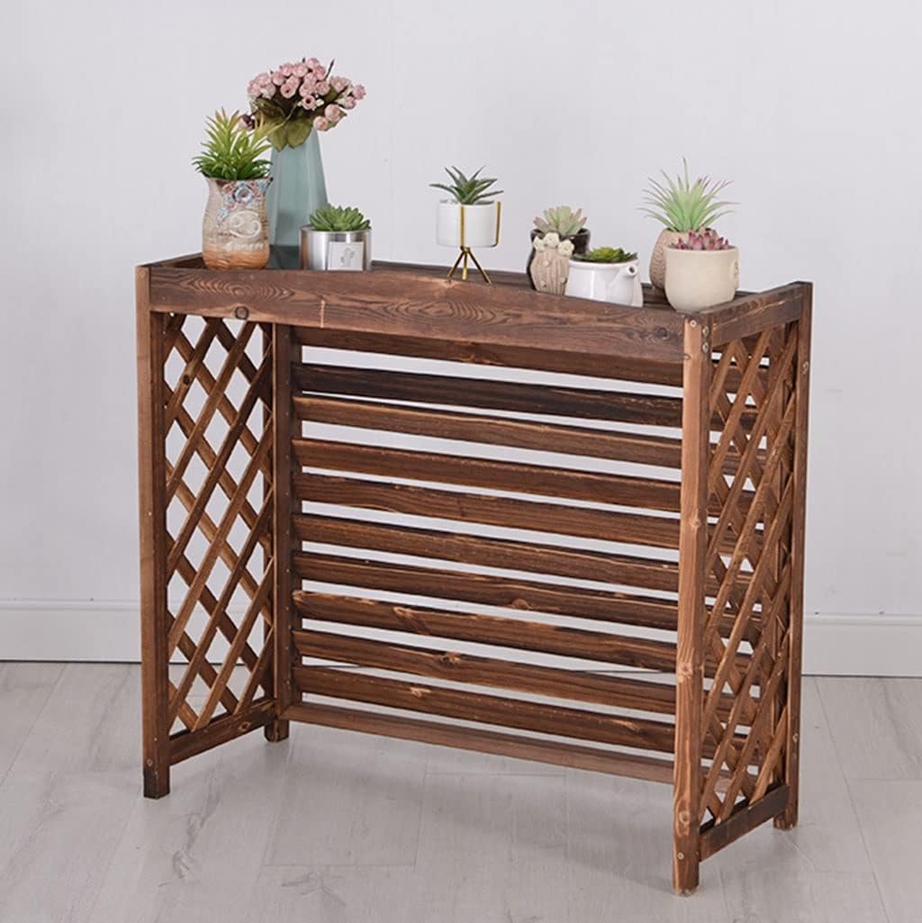  Housse De Protection En Bois Massif Pour Climatiseur D'extérieur Et Support De Fleurs Pour Balcon - Résistant Aux Intempéries Et à La Corrosion - 85 X 35 X 75 Cm