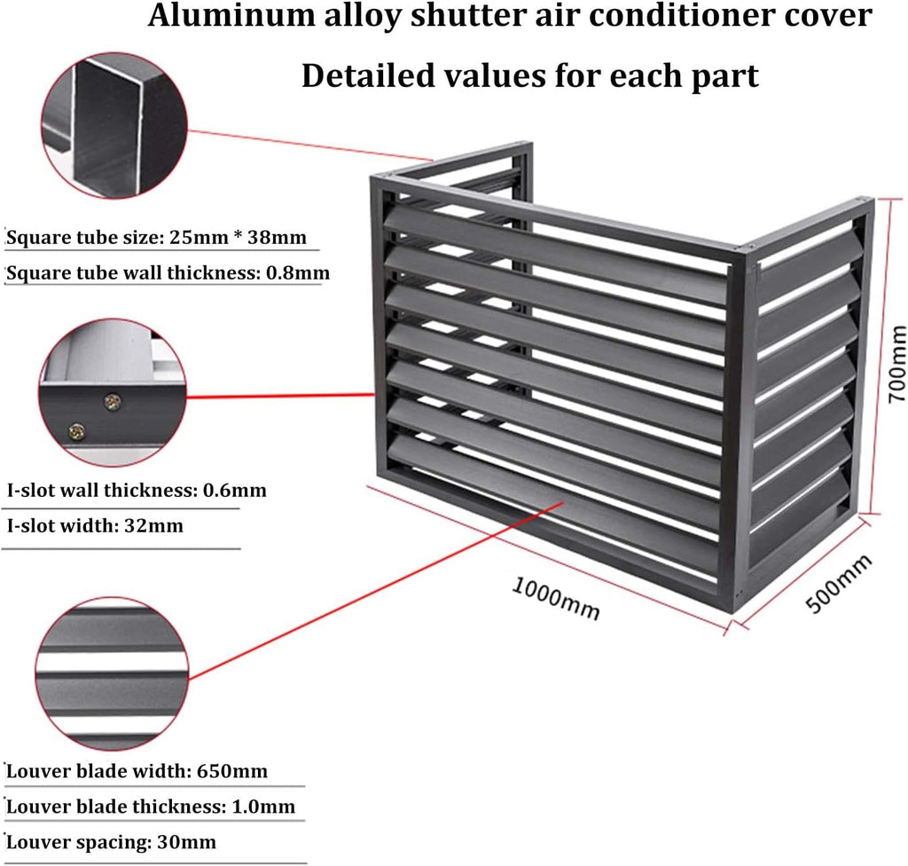 GENERIC Housse De Protection Extérieure En Aluminium Pour Climatiseur – Protection Contre Les Intempéries Pour Unités Centrales De Climatisation – Bouclier Décoratif Pour Unités Extérieures Et Design élégant