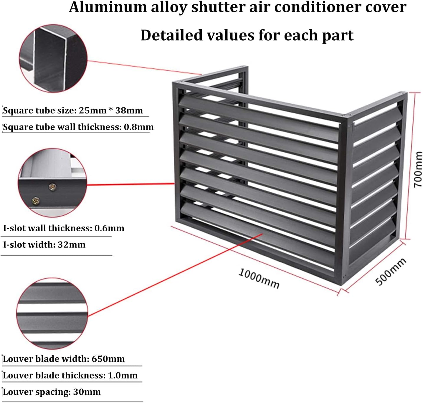 GENERIC Housse De Protection Extérieure En Aluminium Pour Climatiseur – Protection Contre Les Intempéries Pour Unités Centrales De Climatisation – Bouclier Décoratif Pour Unités Extérieures Et Design élégant