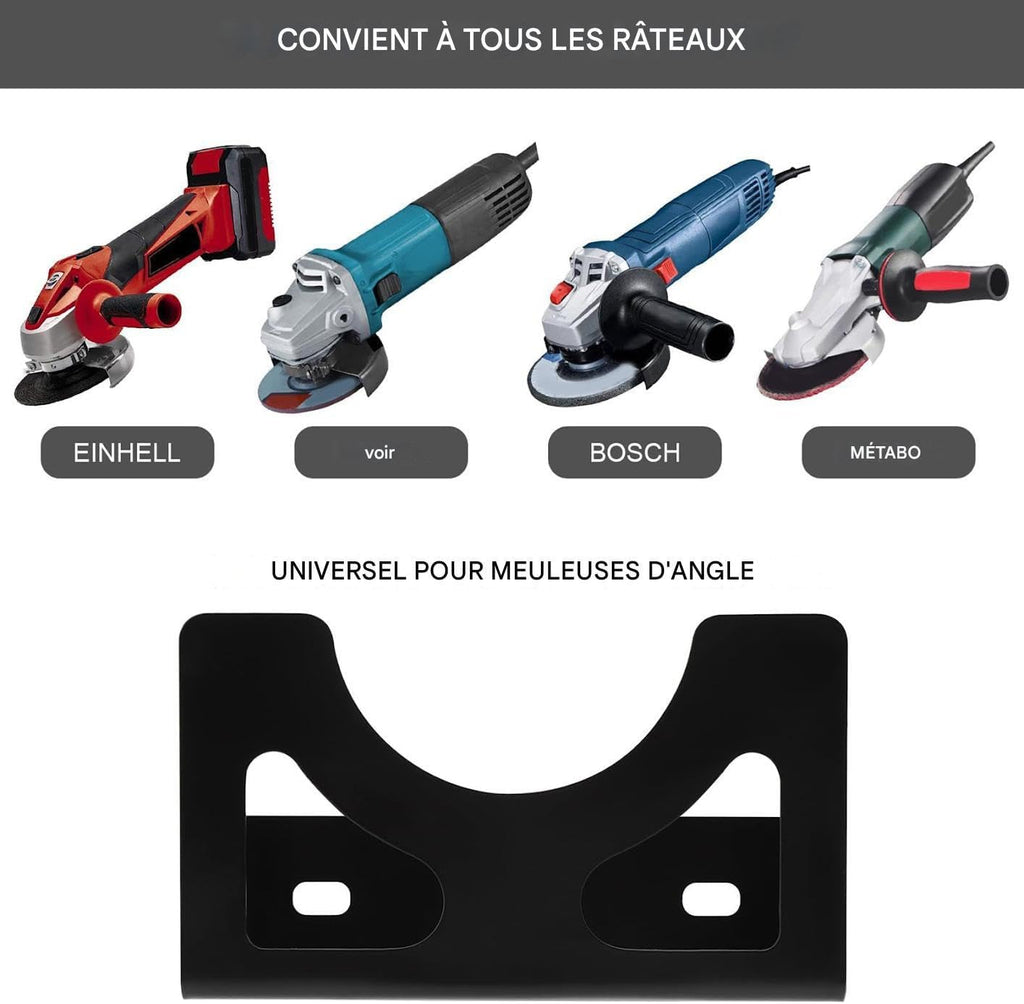  Générique Porte-Meuleuse D'Angle,Support Mural Pour Meuleuse D'angle Porte-Outil Électrique | Organisateur En Fer Robustes Pour Outils Électriques Atelier Bricolage
