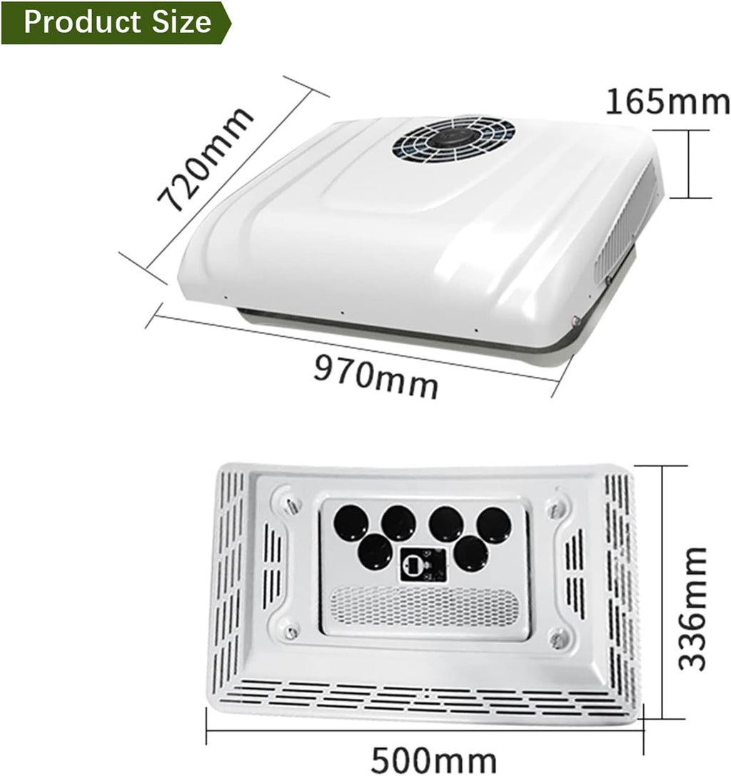  Climatiseur De Toit 12 V CC Pour Camping-Car, Adapté Aux Camions, Camping-Cars, Bus, Excavatrices, Camping-Cars, Véhicules Agricoles, Etc. Fonction Froid/Chaud 12 V.
