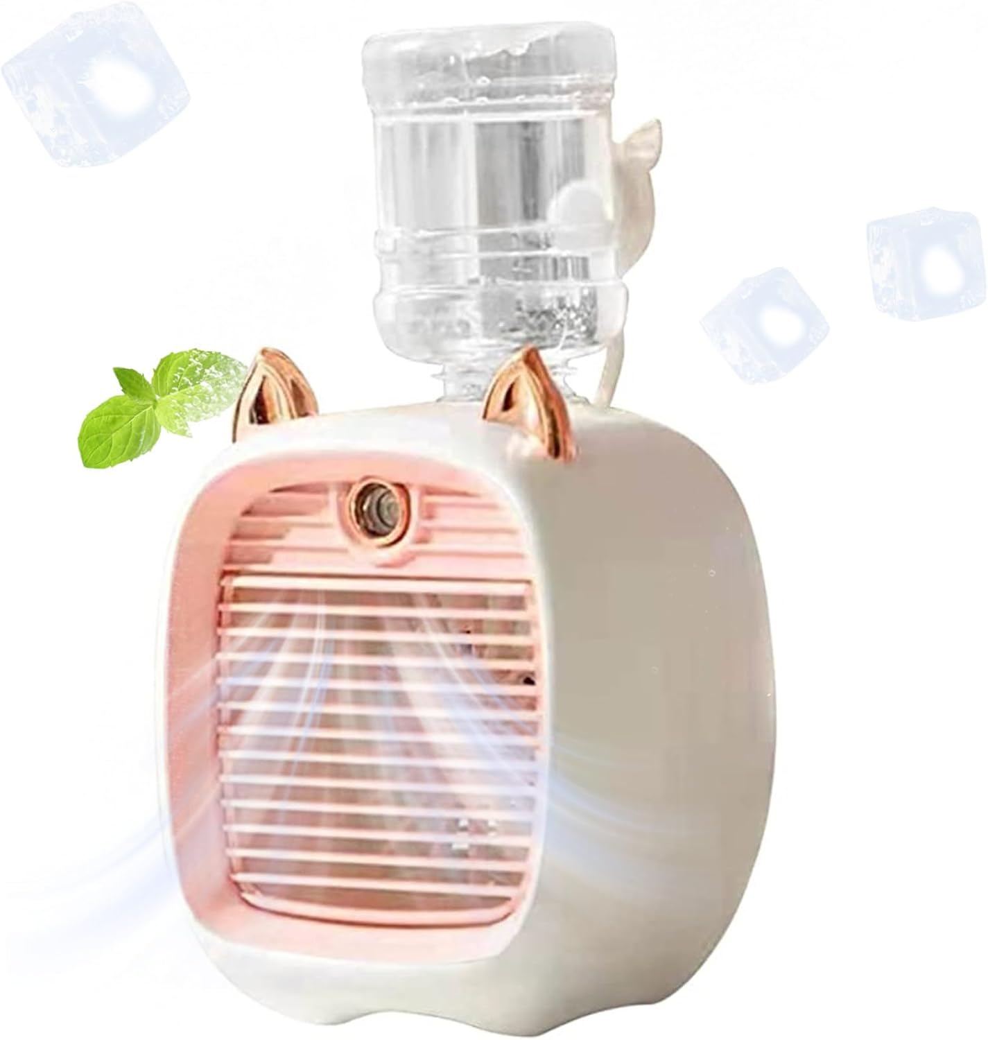  Climatiseur Portable, Mini Ventilateur De Climatiseur Mignon Avec Réservoir D'eau De 270 Ml, Ventilateur De Refroidissement à L'air De 2 Ans Et Humidificateur, Ventilateur De Refroidissement Personne