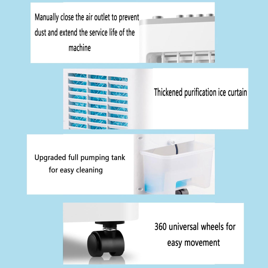GENERIC Climatiseur Portable Avec 3 Vitesses, Oscillation à 90°, Minuterie 8 H, Réservoir De 9 L, Rafraîchisseur D'air Par évaporation Avec Télécommande, Ventilateur Et Humidificateur Pour La Maison