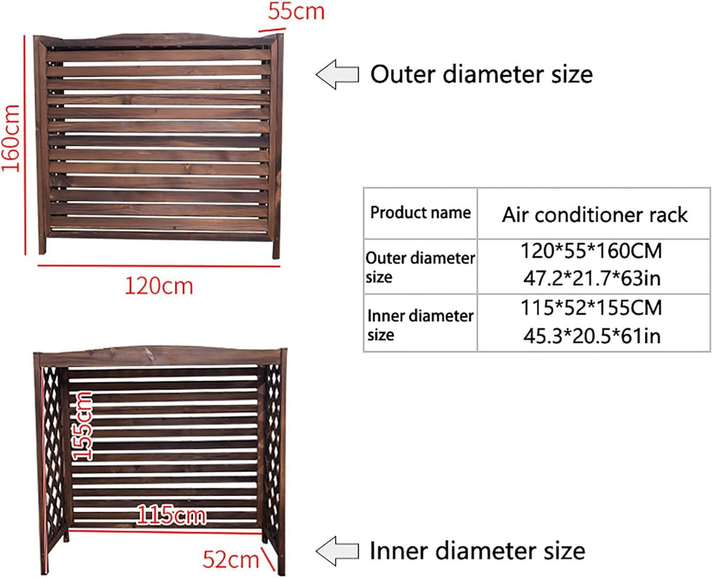 GENERIC AC Cover Support De Fleurs En Bois – Écran Décoratif Pour Climatiseur Résistant à La Corrosion – Grille De Protection Pour Unité Extérieure – Dimensions De La Clôture En Bois : 120 X 55 X 160 Cm
