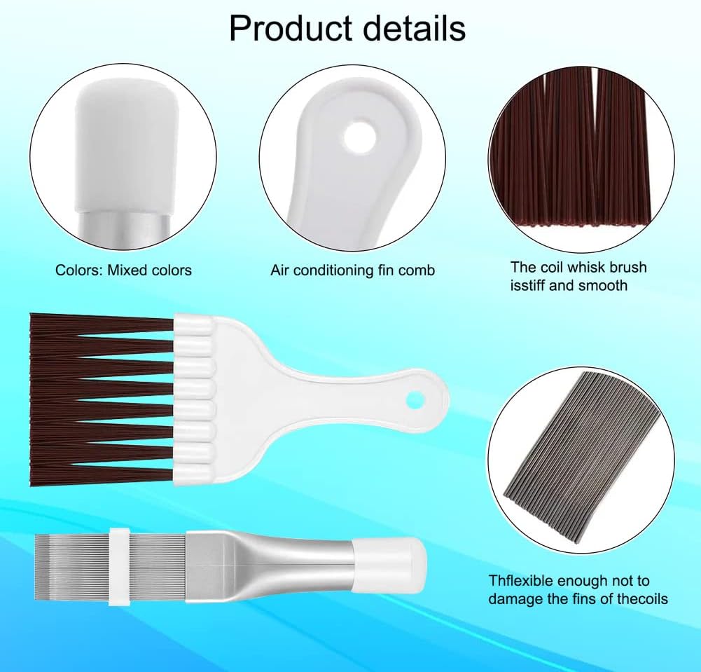  Brosse De Nettoyage Condenseur De Climatiseur,Brosse De Climatiseur,Nettoyage Climatisation Brosse Acier Inoxydable,Peigne à Condensateur Climatiseur,Peigne à Ailettes,2 Pièces
