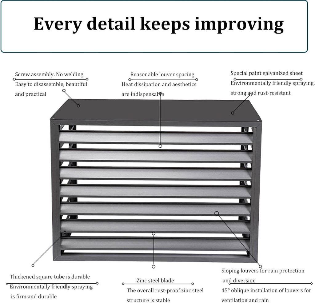 GENERIC Housse De Protection Extérieure En Aluminium Pour Climatiseur – Protection Contre Les Intempéries Pour Unités Centrales De Climatisation – Bouclier Décoratif Pour Unités Extérieures Et Design élégant