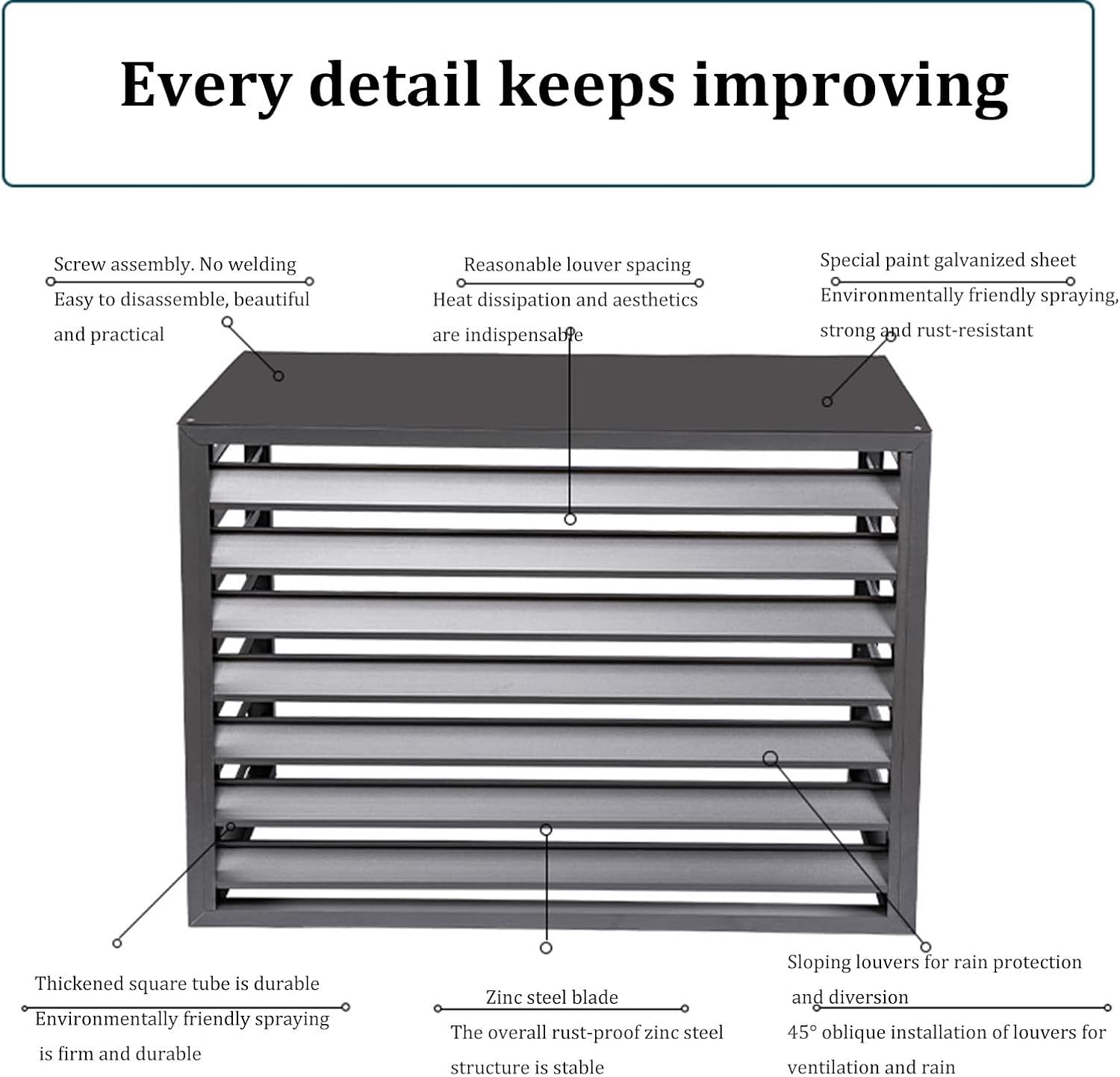 GENERIC Housse De Protection Extérieure En Aluminium Pour Climatiseur – Protection Contre Les Intempéries Pour Unités Centrales De Climatisation – Bouclier Décoratif Pour Unités Extérieures Et Design élégant