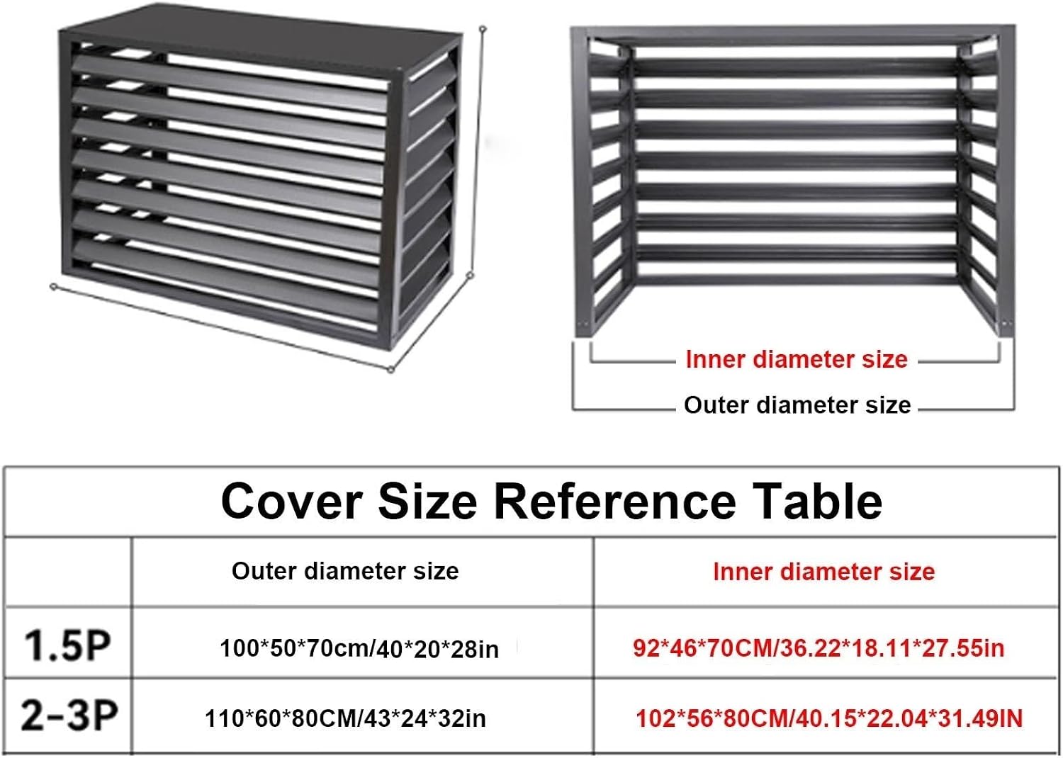 GENERIC Housse De Climatiseur D'extérieur En Aluminium Et Housse De Pompe à Chaleur Pour Mini Unités Séparées, Blanc Plat, Réduction Du Bruit, étagère Pour Plantes, Protection Contre Les Intempéries Pour