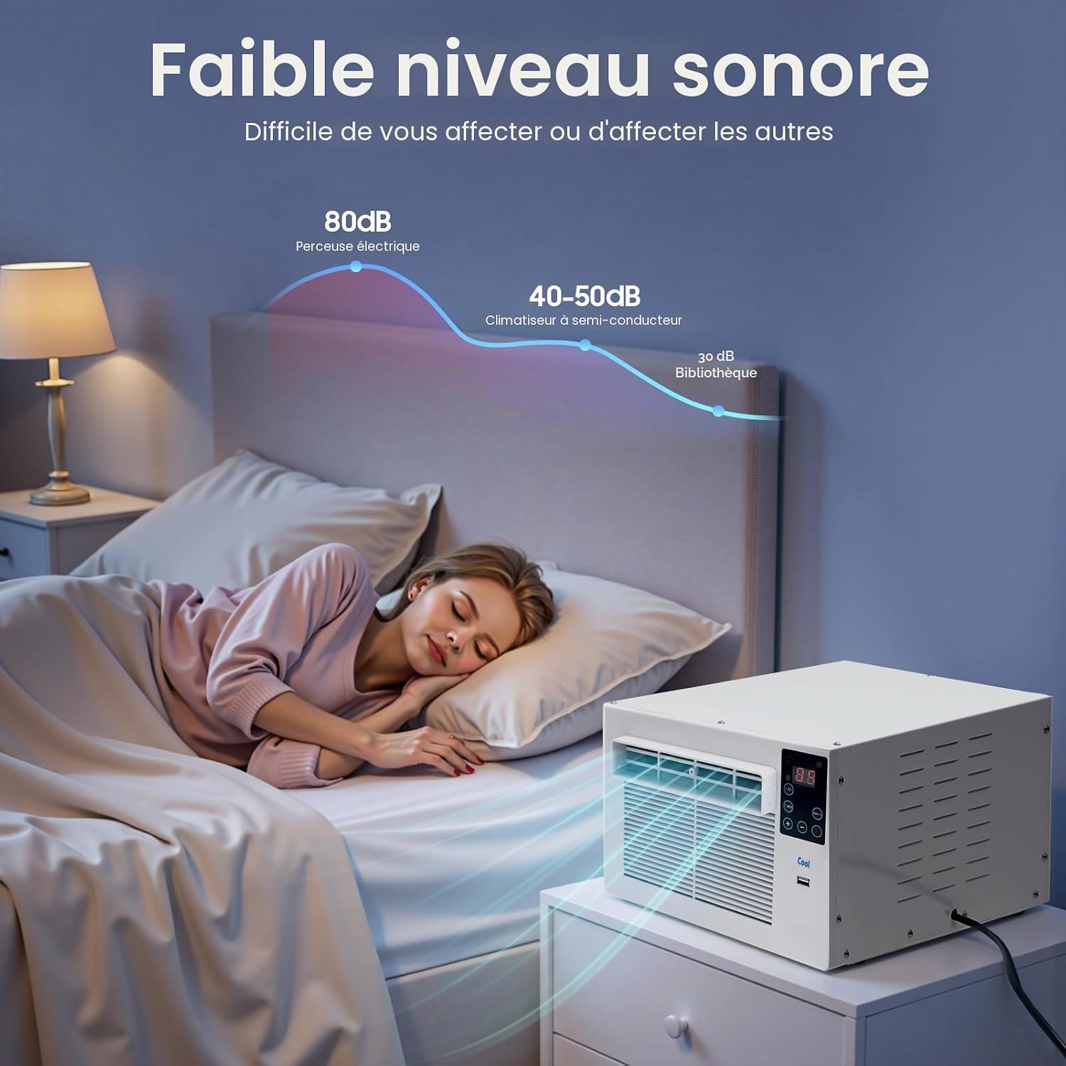  Mini Climatiseur Portable, Petit Climatiseur Semi-conducteur, Climatiseur Mobile Avec Fonction Minuterie, Espace Applicable De 5 à 8 M³